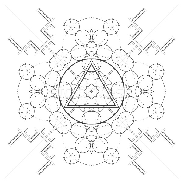 Vektor Mandala heilig Geometrie Illustration Kontur Stock foto © TRIKONA