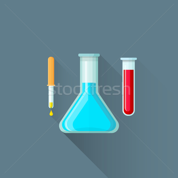 Stock photo: vector flat pipette flask test-tube illustration icon