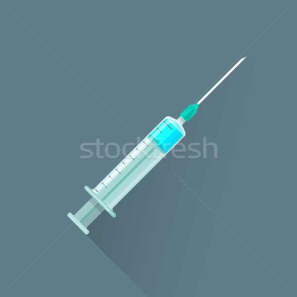 Stock photo: vector flat medical syringe illustration icon
