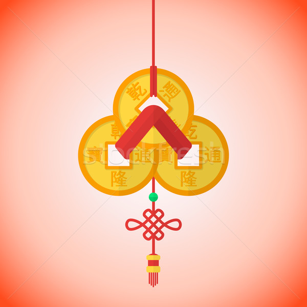Stil anul nou chinezesc feng shui monede vector Imagine de stoc © TRIKONA
