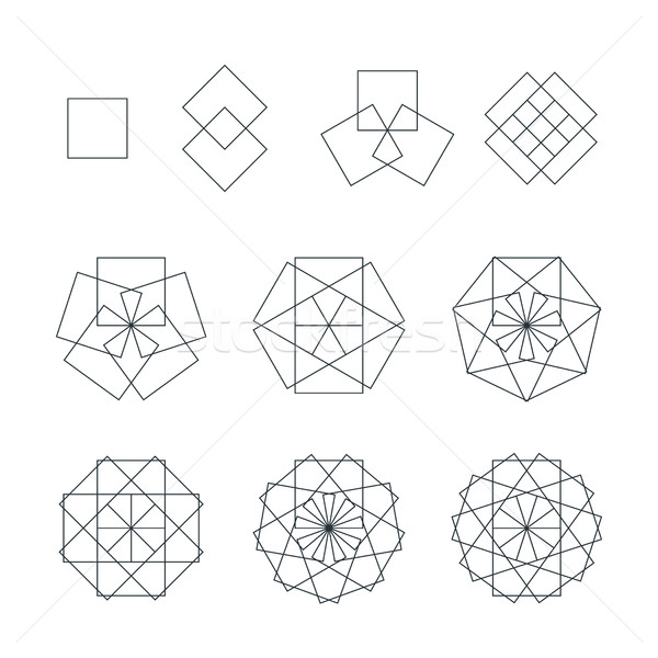 quadrangle contour various sacred geometry set Stock photo © TRIKONA