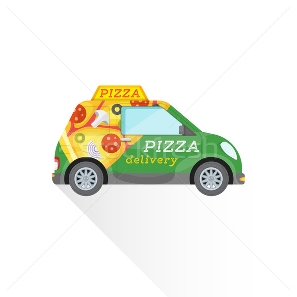 Pizza snel levering klein auto vector Stockfoto © TRIKONA