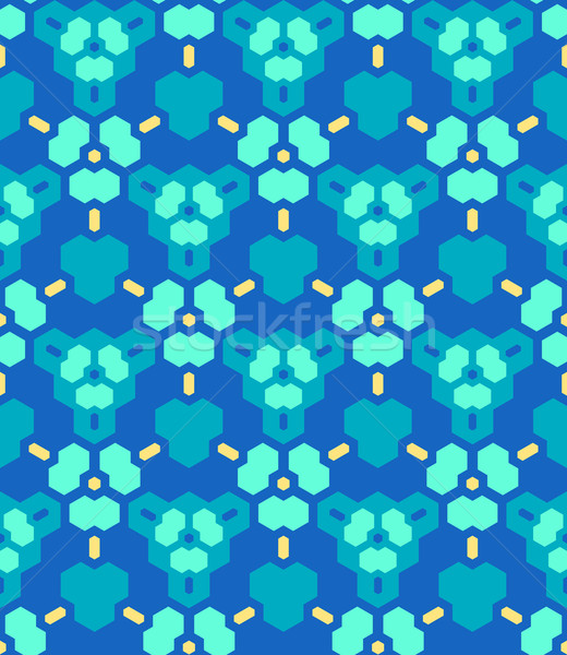 blue cyan yellow abstract geometric seamless pattern Stock photo © TRIKONA