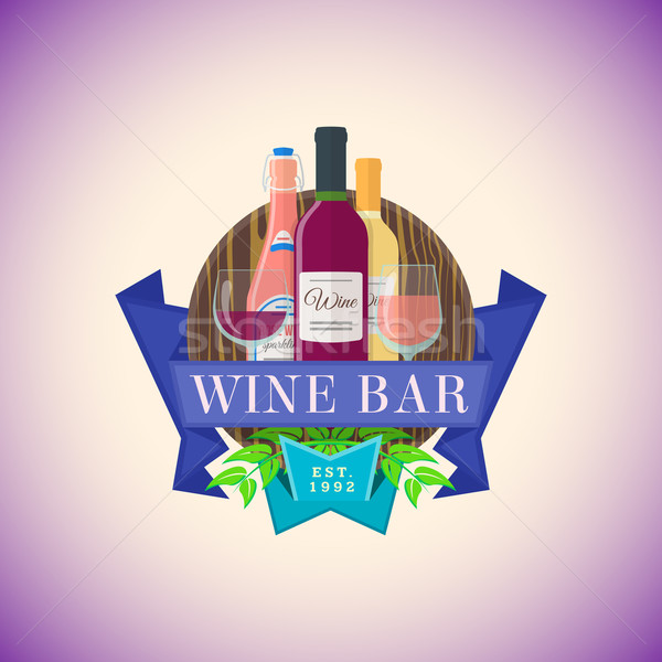 color flat wine bar emblem template Stock photo © TRIKONA