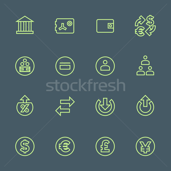 green outline various financial banking icons set
 Stock photo © TRIKONA