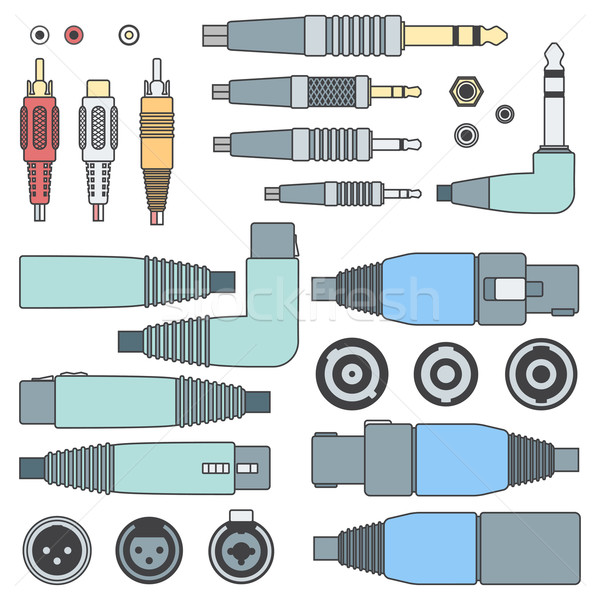 color outline various audio connectors and inputs set Stock photo © TRIKONA