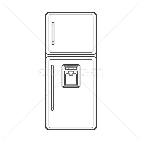 Stock photo: outline kitchen refrigerator illustration
