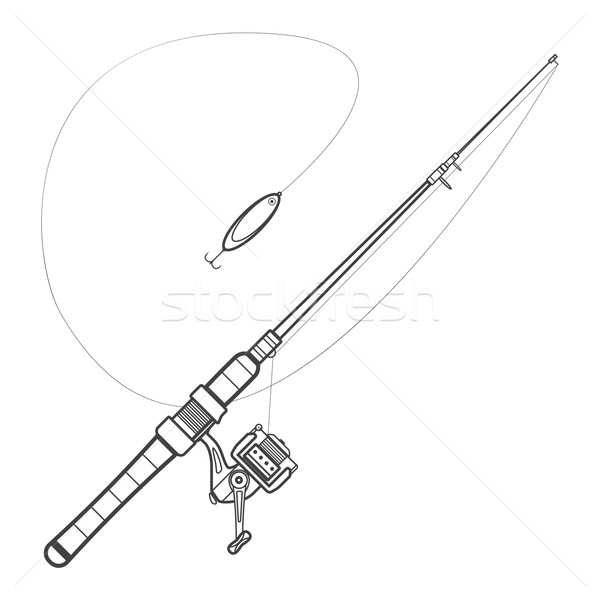 outline spinning fishing rod illustration Stock photo © TRIKONA