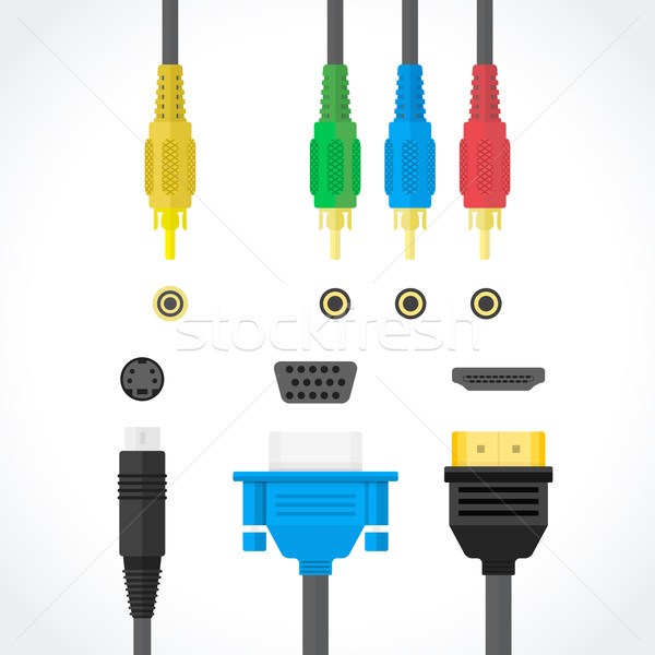 color flat style various video interface types set
 Stock photo © TRIKONA