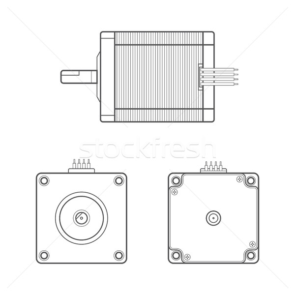 Stock photo: vector electric motor outline illustration
