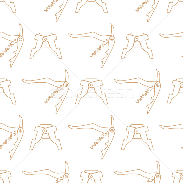 Stock photo: barman equipment contour seamless pattern
