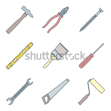 color outline house remodel tools icons Stock photo © TRIKONA