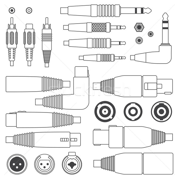 Stock photo: various outline audio connectors and inputs set