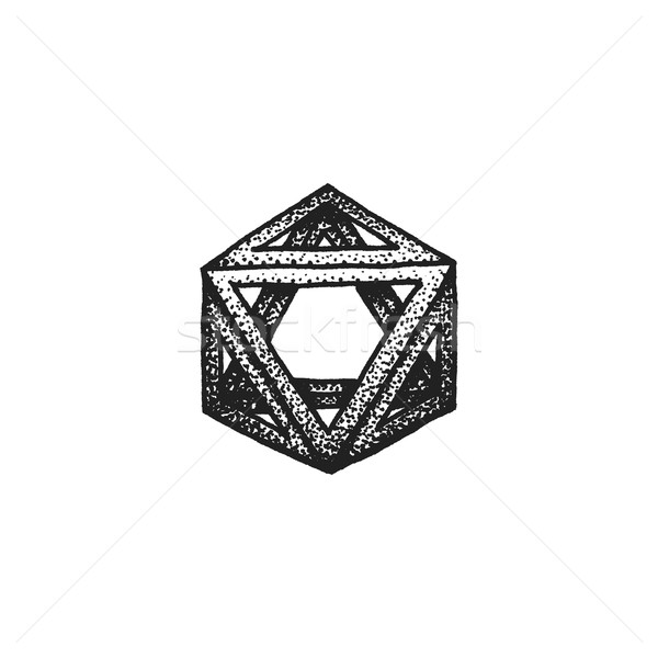 hand drawn dotted style polyhedron illustration Stock photo © TRIKONA