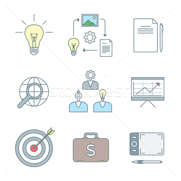 colored outline creative business process icons set
 Stock photo © TRIKONA