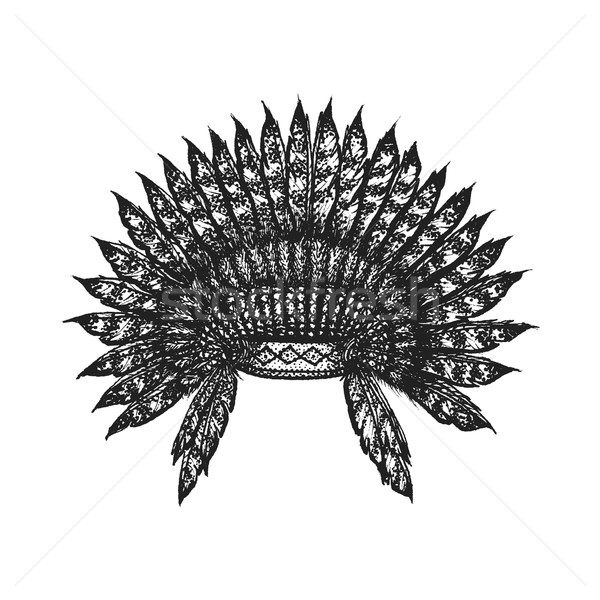 hand drawn indian headdress vintage illustration
 Stock photo © TRIKONA