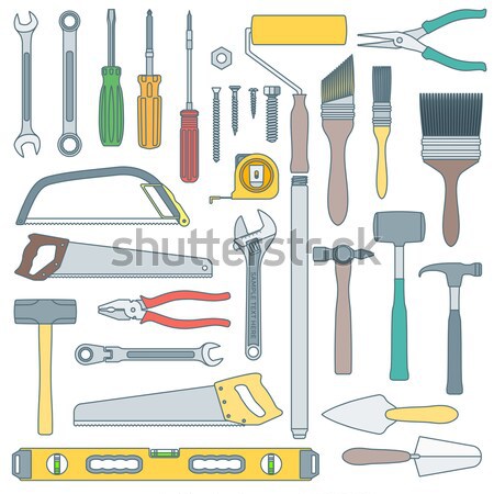 color flat style various house remodel instruments set Stock photo © TRIKONA