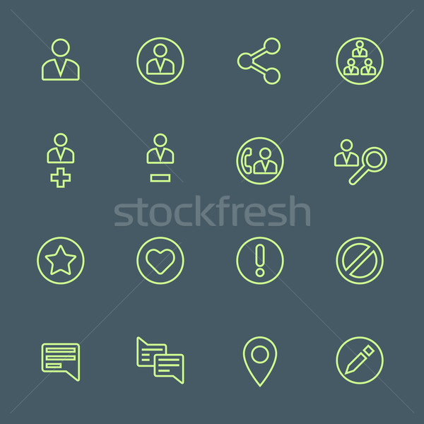 green outline various social network actions icons set
 Stock photo © TRIKONA