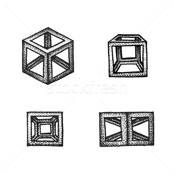 hand drawn dotted style polyhedron illustration set
 Stock photo © TRIKONA