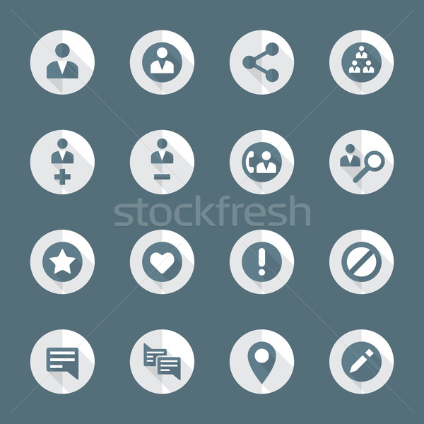 flat style various social network actions icons set Stock photo © TRIKONA