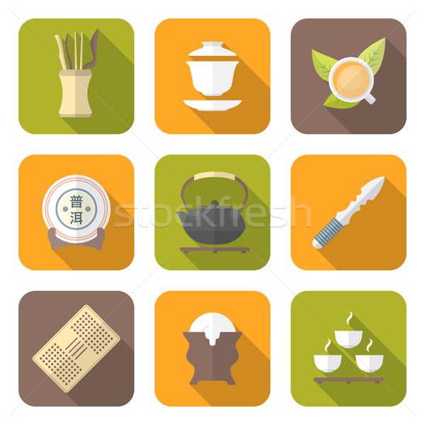 color flat style chinese tea ceremony equipment icons set
 Stock photo © TRIKONA