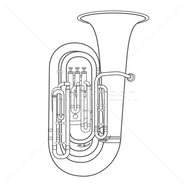 Dunkel Kontur Tuba Musik Instrument Vektor Stock foto © TRIKONA