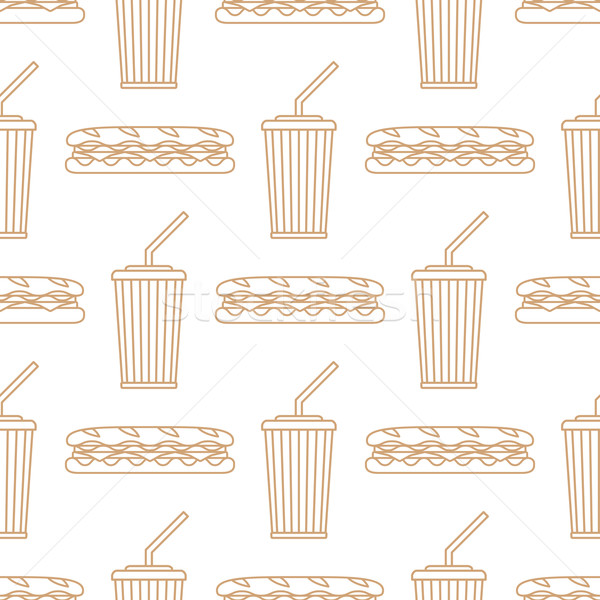 Foto stock: Sándwich · cola · bebida · fría · papel · taza