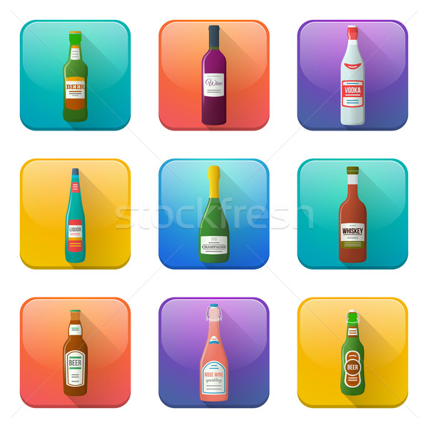 [[stock_photo]]: Alcool · bouteilles · couleur · vecteur