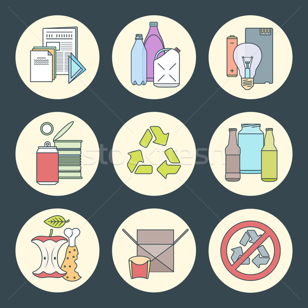 vector recycle waste segregation icons Stock photo © TRIKONA