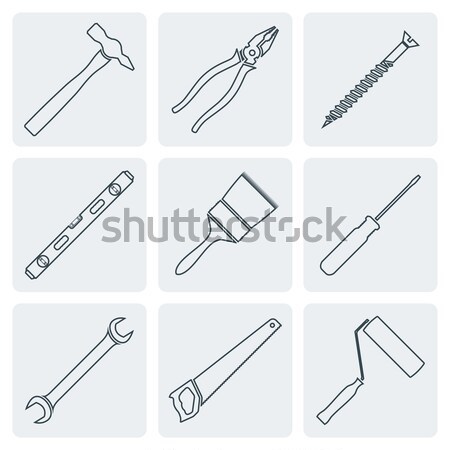 grey outline house remodel tools icons Stock photo © TRIKONA