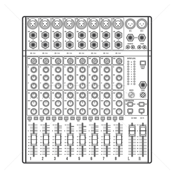 Stock photo: outline eight channels professional studio sound mixer