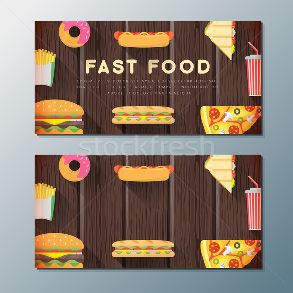 fast food banner backdrops templates vector illustration © TRIKONA  (#7083898) | Stockfresh