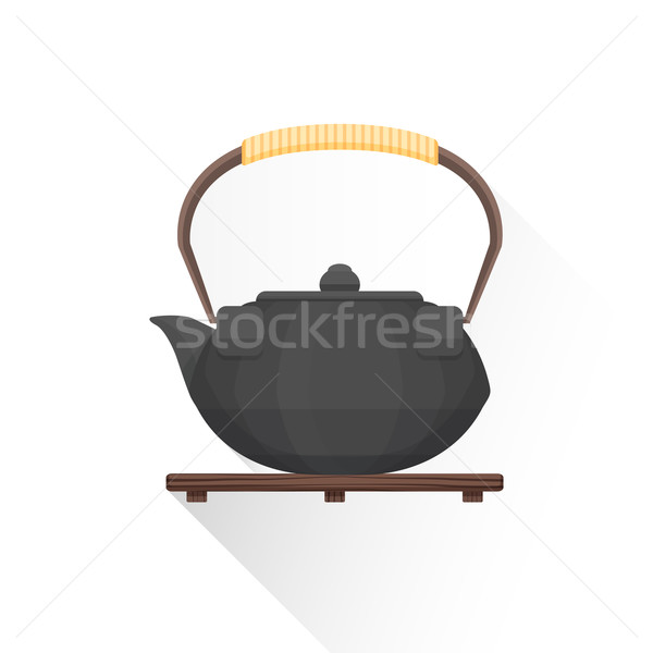 vector flat asian tea iron kettle illustration icon
 Stock photo © TRIKONA