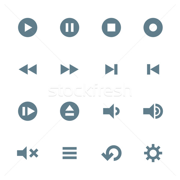 Stock photo: solid grey various media player icons set
