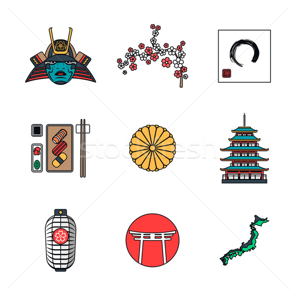 Stockfoto: Gekleurd · schets · japans · vector