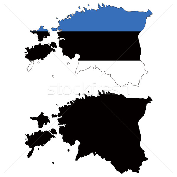 Estland Karte Flagge blau schwarz Land Stock foto © tshooter
