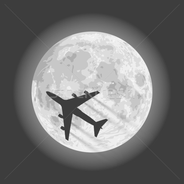 Księżyc samolot sylwetka charakter przestrzeni Zdjęcia stock © tshooter