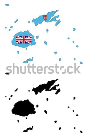 Fidzsi-szigetek térkép zászló kék utazás fekete Stock fotó © tshooter