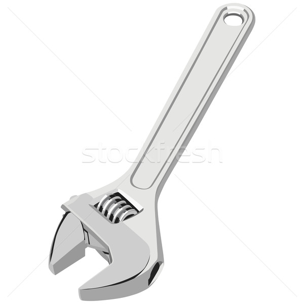 Schraubenschlüssel isoliert Hand Arbeit Hintergrund Zähne Stock foto © tshooter