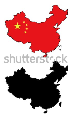 Cina mappa bandiera viaggio rosso grafico Foto d'archivio © tshooter