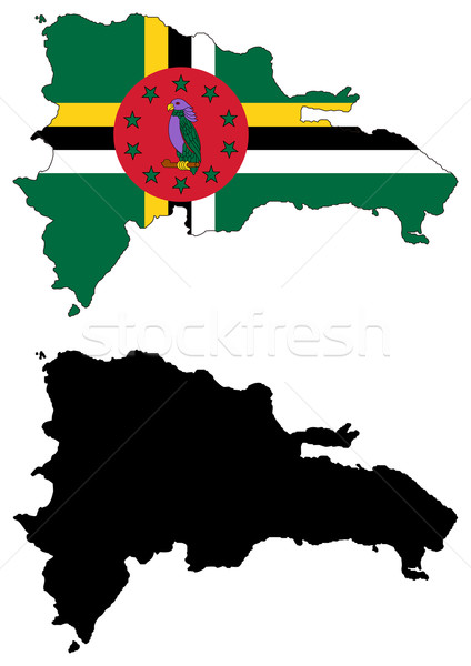 Dominica mapa bandeira pássaro verde traçar Foto stock © tshooter
