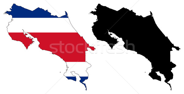 Costa Rica mapa bandeira azul preto país Foto stock © tshooter