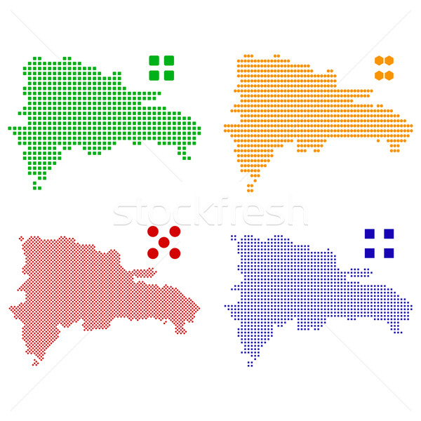 Foto stock: Dominica · mapa · verde · azul · branco