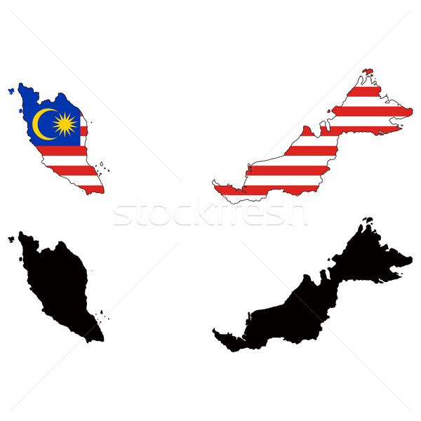 Malaysia mappa bandiera luna viaggio nero Foto d'archivio © tshooter