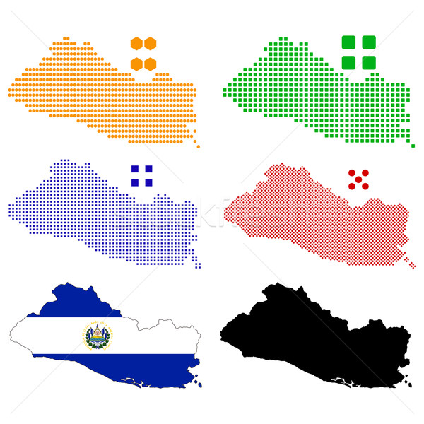 Сток-фото: Сальвадор · вектора · различный · Пиксели · карта · зеленый
