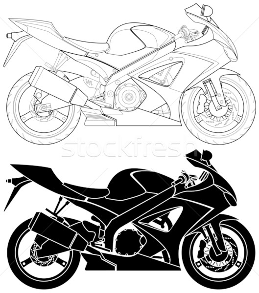 Motocicleta negro silueta carrera neumático Foto stock © tshooter