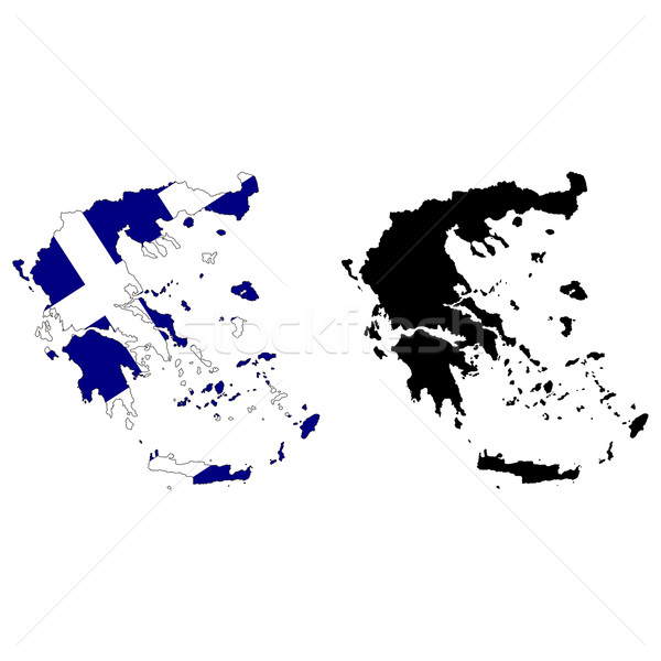Yunanistan harita bayrak siyah ülke çizim Stok fotoğraf © tshooter