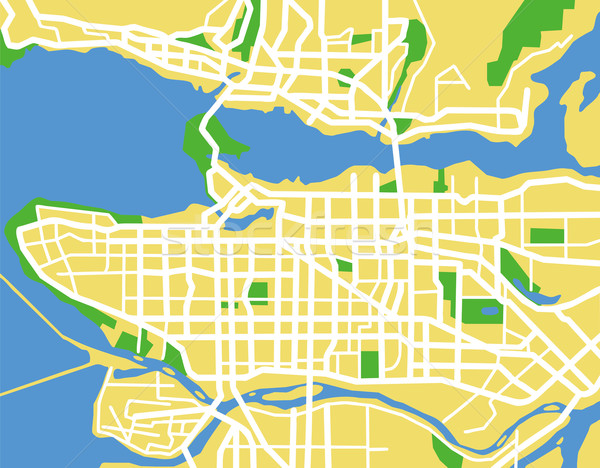 Vancouver hartă oraş verde albastru Imagine de stoc © tshooter