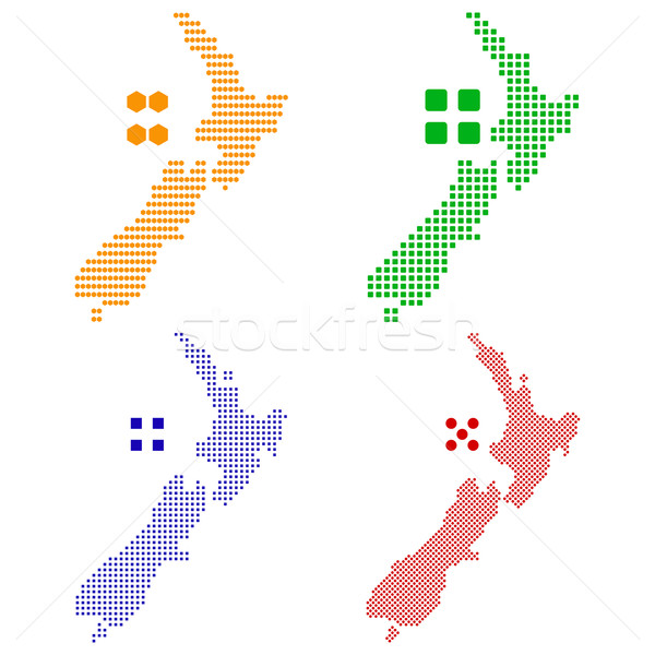 Stockfoto: New · Zealand · vector · verschillend · kaart · groene