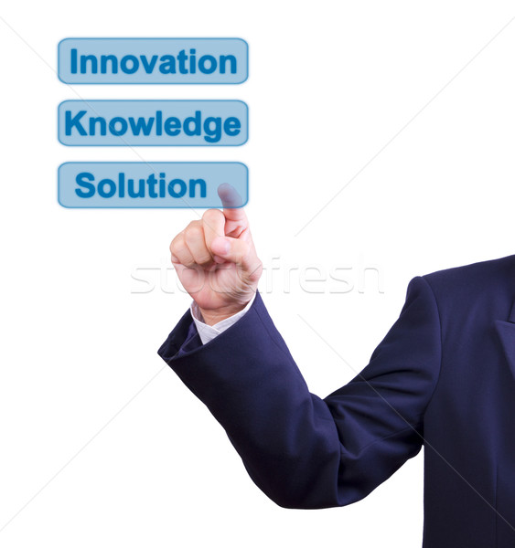 business man hand pushing solution button isolated Stock photo © tungphoto